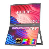 CUIUIC 15.6-inch Folding Portable Dual Screen 1080P, Laptop Screen, Plug and Play, No Driver Required Compatible with Windows/Mac, with Kickstand/VESA Hole