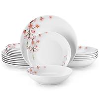 VEWEET Porcelain Dinnerware Sets for 6, 24 Pieces Plates and Bowls Set with Flowers, Dishes Set Dining Ware for Dinner, Microwave and Dishwasher Safe, Series Annie