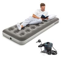 Bestway Premium Camping Single Airbed with Handheld Electric Pump, Single Flocked Inflatable Bed Portable, Air Mattress, Outdoor Camping Bed