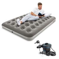 Bestway Premium Camping Single Airbed with Handheld Electric Pump, Single Flocked Inflatable Bed Portable, Air Mattress, Outdoor Camping Bed