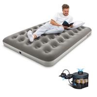 Bestway Premium Camping Single Airbed with Handheld Electric Pump, Single Flocked Inflatable Bed Portable, Air Mattress, Outdoor Camping Bed