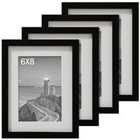 Cispree A4 Photo Frame -4 Pack, A4 Wooden Picture Frames with Acrylic Clear Sheet,for Poster/Documents Frame for Family/Christmas-(21 * 29.7CM) Black