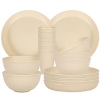 Camping Plates, Unbreakable Dinner Sets for 6, 18 Pcs Plastic Picnic Set for Party, Home & Picnic, Lightweight Microwave & Dishwasher Safe Camping Cutlery for Kids and Elderly