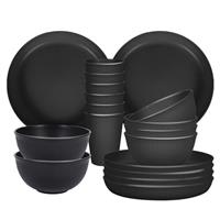 Camping Plates, Unbreakable Dinner Sets for 6, 18 Pcs Plastic Picnic Set for Party, Home & Picnic, Lightweight Microwave & Dishwasher Safe Camping Cutlery for Kids and Elderly