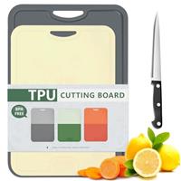 Gintan Flexible TPU Chopping Board, BPA Free with Knife and Juice Groove, Scratch Resistant Flexible Chopping Boards for Kitchen, Dishwasher Safe, Grippy Handle, Non-Slip