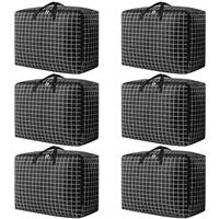 Yoosso 2/4/6 Pcs 105L Large Storage Bag, Extra Large Storage Bag with Zips for Moving House Storage Clothes Bedding Duvet Quilt Blankets Waterproof Moving Totes