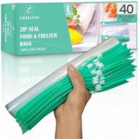 Coselena Reusable Zip Lock Bags - Airtight Slider Freezer Bags for Freshness & Leak-Proof Storage - Durable Food Storage for Fruits & Vegetables