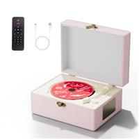 Yintiny Time Music Box CD Player With Speakers For Home (pink)
