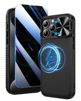 Doeshine for iPhone 16 Pro Max Case with Privacy Screen Protector and Slide Camera Cover, Military-Grade Drop Protection Rugged Hard Magnetic Phone Case Cover for iPhone 16 Pro Max 5G 2024