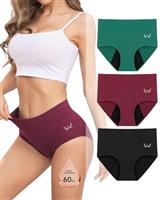 Rdiner Period Pants for Women 60ML Heavy Flow Absorbency Period Underwear Leakproof Extra Protective Menstrual Panties High Waist Postpartum Underwear Menstrual Knickers Pack of 3