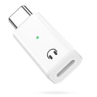 MoKo Lightning to USB C Audio Adapter Support Line Control, USB C Male to Female Lightning Headphone Earphone Adapter for iPhone 16 15 Pro Max Plus, iPad Air/Pro, Not for Charging/Data Transfer, White