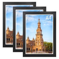 Uhogo A4 Picture Frame Wood - 3 Pack Photo Frame (21 x 29.7 cm) for Wall and Table Top