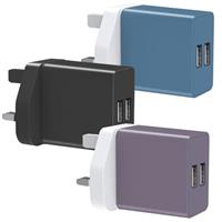 3 Pack Dual USB UK Plug Adaptor 5V/2A Triple Double Port USB Adapter Wall Charge Head for iPhone 14/13/12/11/XS Max/XR/X/8/7/6Plus,Pad