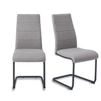Weegstok Dining Chairs Set of 2 Modern Soft Linen Look Fabric Upholstered Chairs with Sturdy Cantilever Base Metal Legs for Kitchen, Dining Room, Living Room, Office
