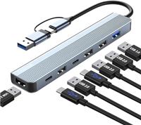 USB-C Hub 3.0, 7-in-1 Multiport Adapter with USB 3.0, 2.0, Splitter for MacBook, Galaxy, Pad, Windows, Laptop, Desktop, PS4/PS5