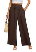 BEIGAI Women Trousers Elasticated High Waist Wide Leg Pants with Pockets Ladies Elegant Loose Lounge Palazzo Pants