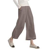 ECUPPER Womens Plus Size Capri Pants Elastic Waist Cotton Relaxed Loose Casual Cropped Trousers