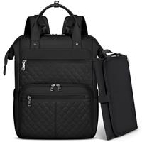 Rainsmore Baby Changing Backpack with Portable Changing Mat - Large Travel Pram Bag for Mom & Dad - Black