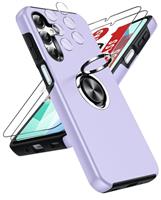LeYi for Samsung Galaxy A16 4G/5G Phone Case with 2 Tempered Glass Screen Protector, 2 Camera Lens Protector and Invisible Phone Ring Holder, Shockproof Protective Cover for Samsung A 16 - Purple