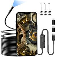 USB Endoscope Inspection Camera, Ennovor 1920 HD Semi Rigid Snake Camera, No WiFi Borescope, IP67 Waterproof Tube Sink Pipe Drain Camera for Android iOS iPhone iPad Samsung, 16.4FT