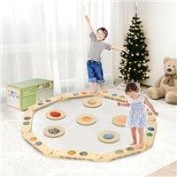 COSYLAND Wooden Balance Beam toddler - Montessori Toy, Toddler Balance Board with Stepping Stones, Indoor Kids Obstacle Course