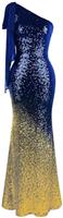 Angel-fashions Women's Black Sequin Prom Dress Deep V Neck P