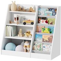 Yornoli Kids Bookshelf Wooden Childrens Bookcase Kids Storage Units Toy Storage Kids Shelves for Bedroom 4 Tier Bookshelf