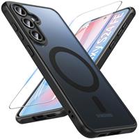 For Samsung Galaxy S24 FE Magnetic Case with Screen Protector,[Compatible with MagSafe] Slim Translucent Matte Shockproof with Anti-Fingerprint Phone Case Cover For Samsung S24 FE