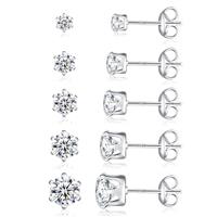 RANKEEF Sterling Silver Stud Earrings for Women Hypoallergenic Cartilage Earrings Ball Cubic Zirconia Stud Earrings 3/4/5/6/7MM