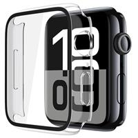 Piuellia 2 Pack Black Hard Case with Tempered Glass Screen Protector Compatible for Apple Watch Series 9 Series 8 Series 7 41mm, Ultra-Thin Shockproof Overall Protective Cover for iWatch