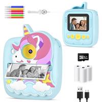 Kids Camera Instant Print,Birthday for 3 4 5 6 7 8 9 Year Old Boys Girls,48MP & 1080P HD Kids Digital Camera with 32GB SD Card & 3 Rolls Paper