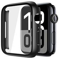 Piuellia 2 Pack Transparent Hard Case with Tempered Glass Screen Protector Compatible for Apple Watch Series 9 Series 8 Series 7 45mm, Ultra-Thin Shockproof Overall Protective Cover for iWatch