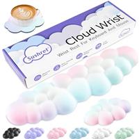 Sushret Cloud Wrist Rest Keyboard, Cloud Keyboard Wrist Pad Set with PU Leather Memory Foam, Cute Arm Rest for Palm Support, PC/Gaming Desk Accessories/Office Setup/Computer Hand Cushion