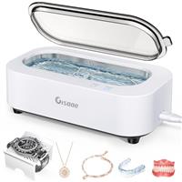 Gisaae Ultrasonic Cleaner, 48000Hz Jewellery Cleaner with 2 Modes Glasses Cleaner 350ML Sonic Jewellery Cleaner Machine for Cleaning Set with Stand for Jewelry Silver Ring Glasses Denture