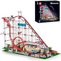 Mould King 11014 Roller Coaster Building Blocks Set, 3646 Pieces Loop Coaster Model Building Kit for Adults, Amusement Park Funfair Track with Passenger Train