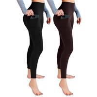 Leafigure 2 Pack Gym Leggings for Women High Waist Opaque Leggings with Pockets for Workout Sport Yoga Running