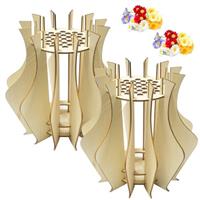 2 PCS Wooden Puzzle Vase with 10 Artificial Flowers, Handcra