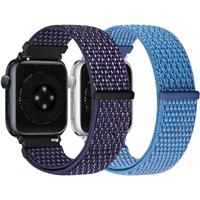 Runostrich Nylon Sport Strap Compatible with Apple Watch Strap 49mm 46mm 45mm 44mm 42mm 41mm 40mm 38mm Women Men, Adjustable Solo Loop Strap for iWatch Series 10 9 8 7 6 5 4 3 SE2 SE Ultra 2 1, 2 Pack