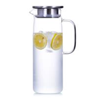 Glass Water Jug with Lid-1.5L, with Stainless Steel Filter l