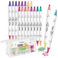 Ohuhu Highlighters 16 Pack, 32 Colours Dual Tips Highlighter Pens Assorted Colours Pastel Markers, Water-Based Textmarker Chisel & Fine, for Journaling Office School Supplies Note Taking