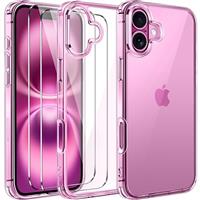 ivoler Clear Case Compatible with iPhone 16 Pro Max 6.9 inch, 1 Phone Case + 2 Tempered Glass Screen Protector, Non-Yellowing Military Shockproof Anti-Scratch Slim Phone Case Cover- Black