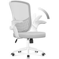 naspaluro Office Desk Ergonomic Chair with Flip-up Armrests Mid-Back Computer Chairs with Lumbar Support Mesh Chair for Home Office (Without Headrest, Black-2)