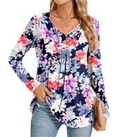 Aodemo Women's Summer Dressy Chiffon Blouse Notch V Neck Pet