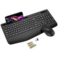 SABLUTE Wireless Keyboard and Mouse Set, 2.4G Ergonomic Cordless Set with Wrist Rest, Phone Holder, Batteries Included, Lag-Free Silent Keyboard and Mouse Combo for Laptop, PC, Mac, Windows