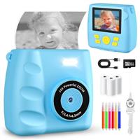 Kids Instant Print Camera, 1080P HD Digital Camera for Girls With Color Pens, 3 Rolls Print Paper - Birthday Gifts Toys for 3-9+ Year Old
