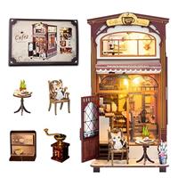 Book nook kits for adults Dollhouse kit Miniature Wooden Doll House, 3D puzzle with Furniture and LED Light