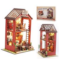 Book nook kits for adults Dollhouse kit Miniature Wooden Doll House, 3D puzzle with Furniture and LED Light