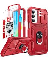 LeYi for Samsung Galaxy A16 5G/4G Case with Camera Cover Slider, 360 Full Body Armour Military Protective Tough Phone Cover| 2 Pack Tempered Glass Screen Protector | Ring Stand Holder for A 16 Blue