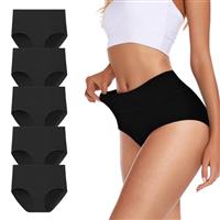 TDONE Underwear Women, High Waisted Cotton Knickers Comfortable Full Coverage Briefs Multipack Ladies Breathable Tummy Control Cotton Underwear Soft Panties(5 Pack)