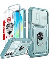 LeYi for Samsung Galaxy A16 5G/4G Case with Camera Cover Slider, 360 Full Body Armour Military Protective Tough Phone Cover| 2 Pack Tempered Glass Screen Protector | Ring Stand Holder for A 16 Blue